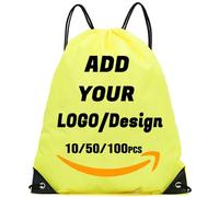 AMOFACIO Mochila con cordón personalizada, 10/50/100/200 unidades, bolsas deportivas personalizadas a granel, artículos promocionales personalizados, Amarillo, 17” X 13.5'', Mochilas de viaje
