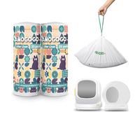 AMOGOGOPET 50 bolsas de basura compatibles con Meowant MW-SC01, MW-SC02 y MW-LR01, bolsas de basura de repuesto resistentes para caja de arena automática, bolsas de basura resistentes con cordón, 18.5