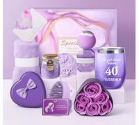 AMOJA Regalo de cumpleaños número 40 para mujer, diseño de lavanda, regalo para mejor amiga, hermana, cuñada o esposa (40 cumpleaños)