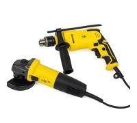 Amoladora Angular 720W + Taladro de Impacto 500W con Cable, 11.000 RPM, Disco 115mm, Mandril 13mm, Set Profesional para Madera, Metal y Obra, Alta Potencia y Durabilidad