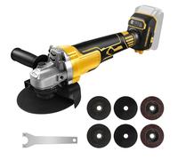 Amoladora angular a batería compatible con Dewalt 20V batería (sin bateríe), 650 W 125 mm, amoladora angular sin escobillas con 2 discos abrasivos, 2 discos corte, 2 discos laminados y mango