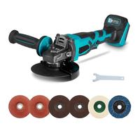 Amoladora Angular a Eléctrica Compatible con Makita 18V Batería, 10000 RPM, Multifuncional Amoladora Angular Sin Escobillas, 125mm con 6 Discos Abrasivos, para Esmerilado, Pulido, Corte