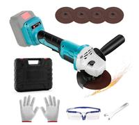Amoladora Angular Compatible con Makita de 18V, Amoladora con Motor Sin Escobillas Amoladora Angular 125mm,4 Discos de Corte para Esmerilar, Cortar y Pulir (Sin Batería)