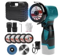 Amoladora angular con batería, 16,8 V, batería de 75 mm, con 2 baterías, batería de 3 pulgadas, 22000 rpm, discos de 75 mm, para cortar, pulir y lijar