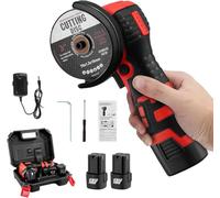 Amoladora angular con batería, 19500 rpm, mini batería Flex Set con 2 baterías de 2000 mAh y 2 discos de corte, 2 x 76 mm Mini amoladora angular para cortar, pulir y lijar