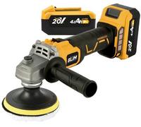 Amoladora angular de 115 mm + kit de pulido inalámbrico de 20 V con 2 baterías de 4 Ah - BLIM