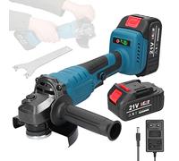 Amoladora angular de 21 V, amoladora inalámbrica 2 x 1300 mAh, herramienta de molienda eléctrica sin escobillas, máquina de corte multifuncional 125 mm M14, corte de baldosas pulido madera piedra