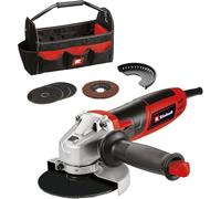 Einhell Amoladora angular TC-AG 125/850 Kit (850 W, 12.000 rpm, profundidad de corte 28 mm, máx. diámetro de disco 125 mm, incl. 3 discos de corte, 1 disco de lijado de lamas y 1 bolsa de Einhell)