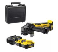 Amoladora angular inalámbrica + 2 baterías de 4Ah + cargador de 2A - Stanley Fatmax - Sin escobillas - SFMCG700M2K-QW - 18V - 125 mm