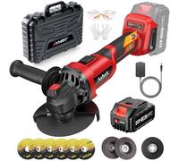 Amoladora angular inalámbrica de 125 mm compatible con las baterías Makita, 9500 RPM sin escobillas con 1 batería de 4000 mAh, discos de corte, amoladora de láminas para separar y lijar