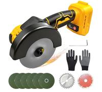 Amoladora Angular Inalámbrica, Kit de Mini Amoladora Angular sin Escobillas Compatible con Batería Dewalt de 20V, Herramienta Amoladora Eléctrica de 12000 RPM con 6 Discos de Lijado de 10 cm, 2 Discos