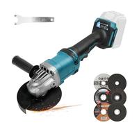 Amoladora angular inalámbrica para batería Makita de 18 V, molienda angular sin escobillas de 125 mm con 6 hojas de sierra, amoladora de batería de 4 velocidades de 10000 RPM para cortar, moler y