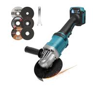 Amoladora angular inalámbrica para Makita de 18-21 V batería, 125 mm, 10 000 RPM, motor sin escobillas y 6 cuchillas para cortar madera plástico y metal