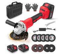 Amoladora angular inalámbrica sin escobillas 21V, velocidad hasta 13500 rpm Incluye discos de corte discos de desbaste discos de pulido Equipada con dos baterías de 21V 3,0Ah Diámetro 125 mm