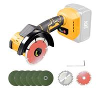 Amoladora angular inalámbrica sin escobillas compatible con Dewalt de 20 V, 500 W, mini herramienta de amoladora de batería de 4 pulgadas con 9 hojas de sierra, 3 velocidades para un corte eficiente