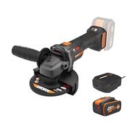Amoladora angular inalámbrica Worx 20V 125mm | WX814 | potencia equivalente a 1000 W, corte 50% más rápido, diseño compacto, batería de 4,0 Ah y cargador rápido de 2 A incluidos