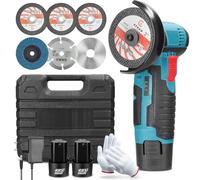 Amoladora Bateria, Mini Amoladora Angular 12V 19500 RPM con 2 Baterías de 2000mAh, Amoladora Pequeña Eléctrica para Cortar, Pulir y Lijar