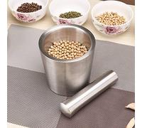 amoladora de píldoras trituradora con tapa, Acero inoxidable mano Masher Bowl, Juego de mortero y mortero de acero inoxidable, soporte para cuenco de acero inoxidable sólido para ajo, especias