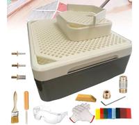 Amoladora De Vidrio 4200r/Min MáQuina De Pulir Vidrieras,Molino De Vidrio Coloreado PortáTil Con Broca Diamante,Esponja,Lima Diamante,Gafas Protectoras,Cepillo,Guantes Y Vidrio 7 Colores ,DoubleLayer