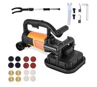 Amoladora Eléctrica de Superficies de Concreto, Amoladora de Pisos de Concreto de 4 Cabezales, Pulidora de Pisos Eléctrica de 3800W con Ruedas, Ajuste de 6 Velocidades para Renovación