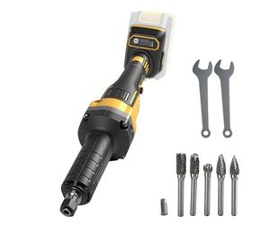 Amoladora eléctrica inalámbrica compatible con batería Dewalt 20V, amoladora recta eléctrica sin escobillas con 5 puntas de pulido de varilla de 6 mm para eliminar óxido, molienda, pulido