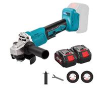 Amoladora inalámbrica de 125 Mm, amoladora angular 21 V 1000 W con 2 baterías, 3 velocidades, 13000 rpm, 10 x 1300 Mah sin escobillas de ángulo eléctrico sin escobillas para lijar, cortar (2 baterías)