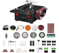 Amoladora, mini sierra de banco y lijadora de banda de 150 W, sierra de mesa circular de velocidad variable, profundidad de corte de 30 mm, lijadora de mesa DIY con 10 correas de lijado for madera, pl