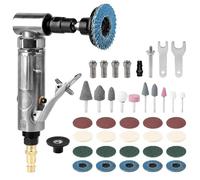 Amoladora Neumática,Amoladora de Ángulo de Aire Comprimido,Molinillo de Ángulo de Aire,40pcs 90 Grados, 22002 rpm con 1/4 NPT Piedras de Amolar y Discos de Lijado para Esmerilado, Pulido