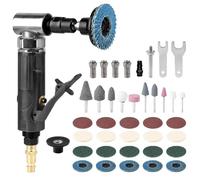 Amoladora Neumática,Amoladora de Ángulo de Aire Comprimido,Molinillo de Ángulo de Aire,40pcs 90 Grados, 22005 rpm con 1/4 NPT Piedras de Amolar y Discos de Lijado para Esmerilado, Pulido