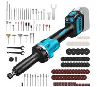 Amoladora Recta Inalámbrica Compatible con Makita 18V, Brushless Amoladora de Barra con Accesorios de 128PCS y 6 Velocidades Variables para Portabrocas de 3 mm y 6 mm (Sin Batería)