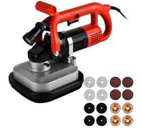Amoladora y pulidora de piso, 6 velocidades ajustables, cabezal de 4 ejes, con mango auxiliar, rueda de diamante, varilla de extensión, para hormigón y cemento y mármol