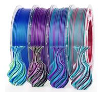 AMOLEN Paquete de filamento PLA de seda para impresora 3D, filamento PLA brillante de doble color de 1.75 mm, filamento de impresión 3D PLA que cambia de color para la mayoría de impresoras 3D FDM,