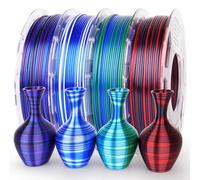 AMOLEN Paquete de filamentos de seda PLA para impresora 3D, multicolor Rainbow PLA 1,75 mm, brillante cambio de color rápido PLA tira irregular, filamento de impresión 3D para la mayoría de impresoras