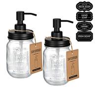 Amolliar Dispensador de jabón líquido Mason Jar de Repuesto de Acero Inoxidable a Prueba de óxido, decoración de Granja para Cocina/baño, Bombas de jabón líquido para jabón de Manos, jabón de Platos,