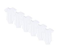 AMOMÍ Body Bebe Manga Corta Blanco Liso 6 Meses 100% Algodón (6 Meses, Blanco 6pcs)