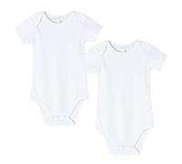AMOMÍ Body Bebe Unisex Manga Corta Blanco Liso Body Boton a Presion Body Bebe Verano 12 Meses 100% Algodón (12 Meses, Blanca 2)