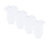 AMOMÍ Body Bebe Unisex Manga Corta Blanco Liso Body Boton a Presion Body Bebe Verano 3 Meses 100% Algodón (3 Meses, Blanca 4)