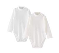 AMOMÍ, Body Cuello Ciste para Bebé, Mangas Largas, Algodón 100%,12 Meses, Crudo,Pack de 2 (12 Meses, 71021)