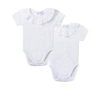AMOMÍ Body para Bebé Cuello Batista Cuello Volante Pack de 2 Pcs Manga Corta 100% Algodón, (3 Meses, BBV72035)