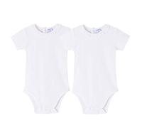 AMOMÍ Body para Bebé Cuello Batista Cuello Volante Pack de 2 Pcs Manga Corta 100% Algodón, (9 Meses, Blanco 2)