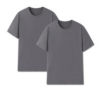 AMOMÍ Camiseta Hombre Pack de 2 Básica Manga Corta Cuello Redondo Camiseta atlética Transpirable Tela Ligera Verano Gimnasio Entrenamiento Correr (FR/ES, Letras, XXL, Regular, Regular, Gris Oscuro*2)