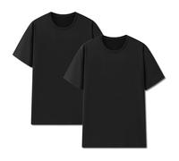 AMOMÍ Camiseta Hombre Pack de 2 Básica Manga Corta Cuello Redondo Camiseta atlética Transpirable Tela Ligera Verano Gimnasio Entrenamiento Correr (FR/ES, Letras, L, Regular, Regular, Negro*2)