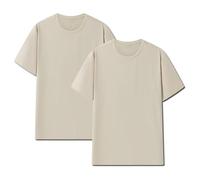 AMOMÍ Camiseta Hombre Pack de 2 Básica Manga Corta Cuello Redondo Camiseta atlética Transpirable Tela Ligera Verano Gimnasio Entrenamiento Correr (FR/ES, Letras, XXL, Regular, Regular, Camel*2)