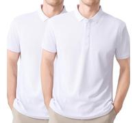 AMOMÍ Polo Hombre Pack de 2 Manga Corta Moda Sport Casual Transpirabilidad Absorción Humedad Ropa Deportiva Hombre Golf (FR/ES, Letras, XL, Regular, Regular, Blanco)