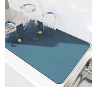 AMOMYDOG Alfombrilla Escurreplatos, Súper Absorbente Alfombrilla Fregadero, Tapete Escurridor Secado Rápido, Alfombrilla Cafetera Drying Mat para Encimera Cocina (Azul, 40 x 50cm)