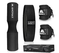 Amonax AMONAX Almohadilla Barra Gimnasio Para Hip Thrust, Protector Barra Gimnasio Con Acolchado Grueso De Espuma, Almohadilla Sentadillas Y Entrenamiento De Fuerza (Negro set combinado 3 en 1)