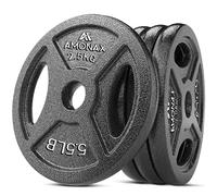 Amonax Discos Pesas de Hierro Fundido, 2.5kg, 5kg, 10kg Discos Mancuernas Para Barras Olimpicos 25 & 50mm, Discos de Pesas Metálicas Para Levantamiento y Empuje de Cadera, Pesas Para Gimnasio en Casa