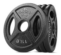 Amonax Discos Pesas de Hierro Fundido, 2.5kg, 5kg, 10kg Discos Mancuernas Para Barras Olimpicos 25 & 50mm, Discos de Pesas Metálicas Para Levantamiento y Empuje de Cadera, Pesas Para Gimnasio en Casa