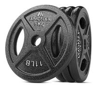 Amonax discos pesas, 2,5kg, 5kg, 10kg discos mancuernas para barras olimpicos 50mm, discos de pesas metálicas para levantamiento y empuje de cadera, placas de hierro fundido para gimnasio en casa