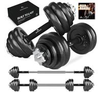 Amonax Pesas y Mancuernas Ajustables 20 30KG, Juego de Pesos Dumbbells Kit Hierro Fundido, Fitness Gimnasio en Casa Musculacion, Weights Set Mujer Halteres Barbell Hombres Ejercicios (Negro 30KG)
